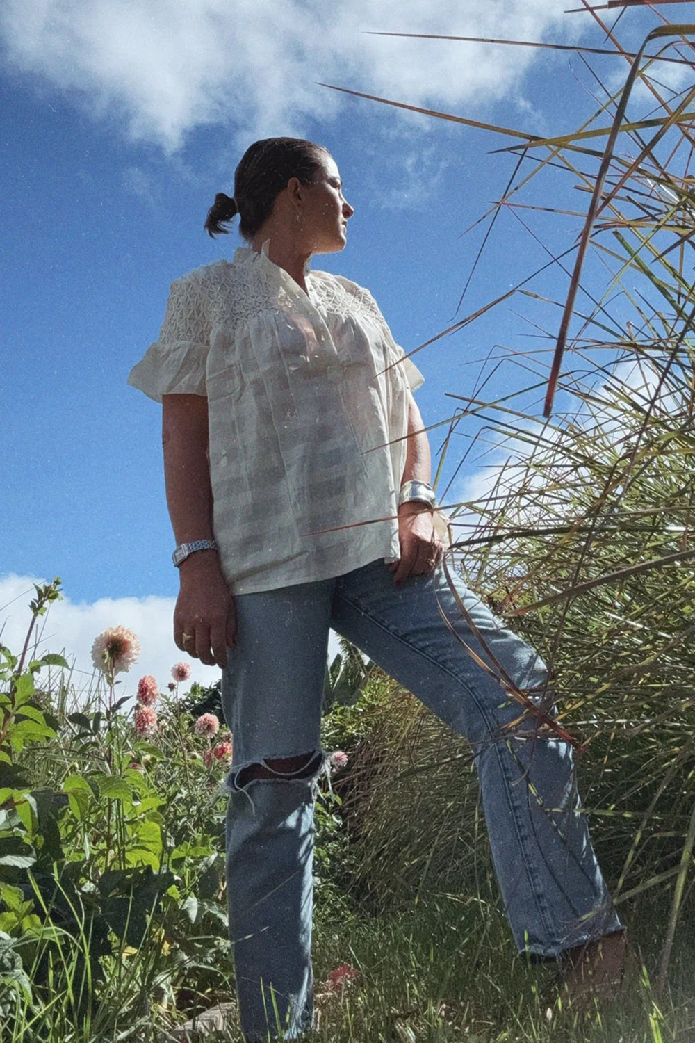 Olympia Etal Nora Top in Natural Check