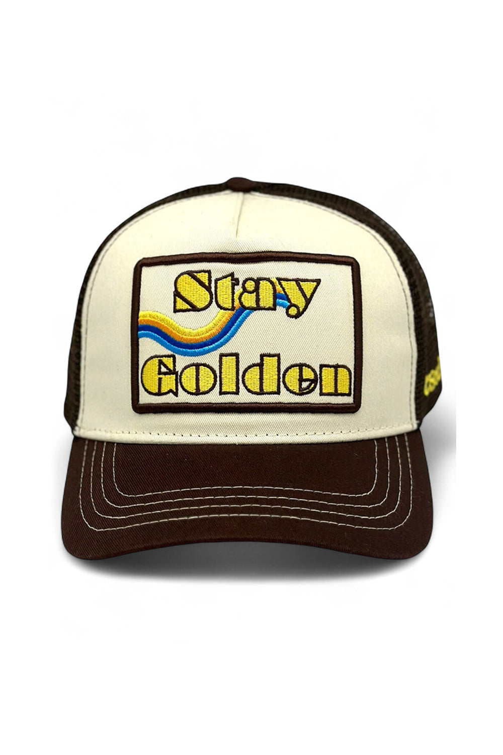 Soulbyrd Stay Golden Trucker Hat in Brown