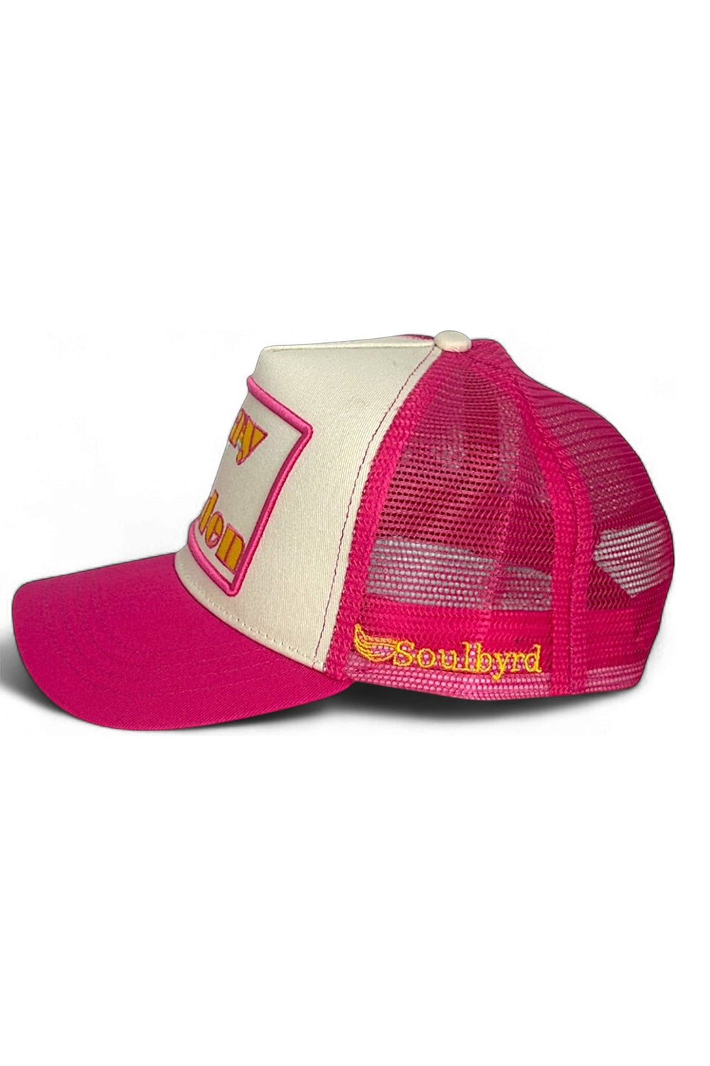 Soulbyrd Stay Golden Trucker Hat in Pink
