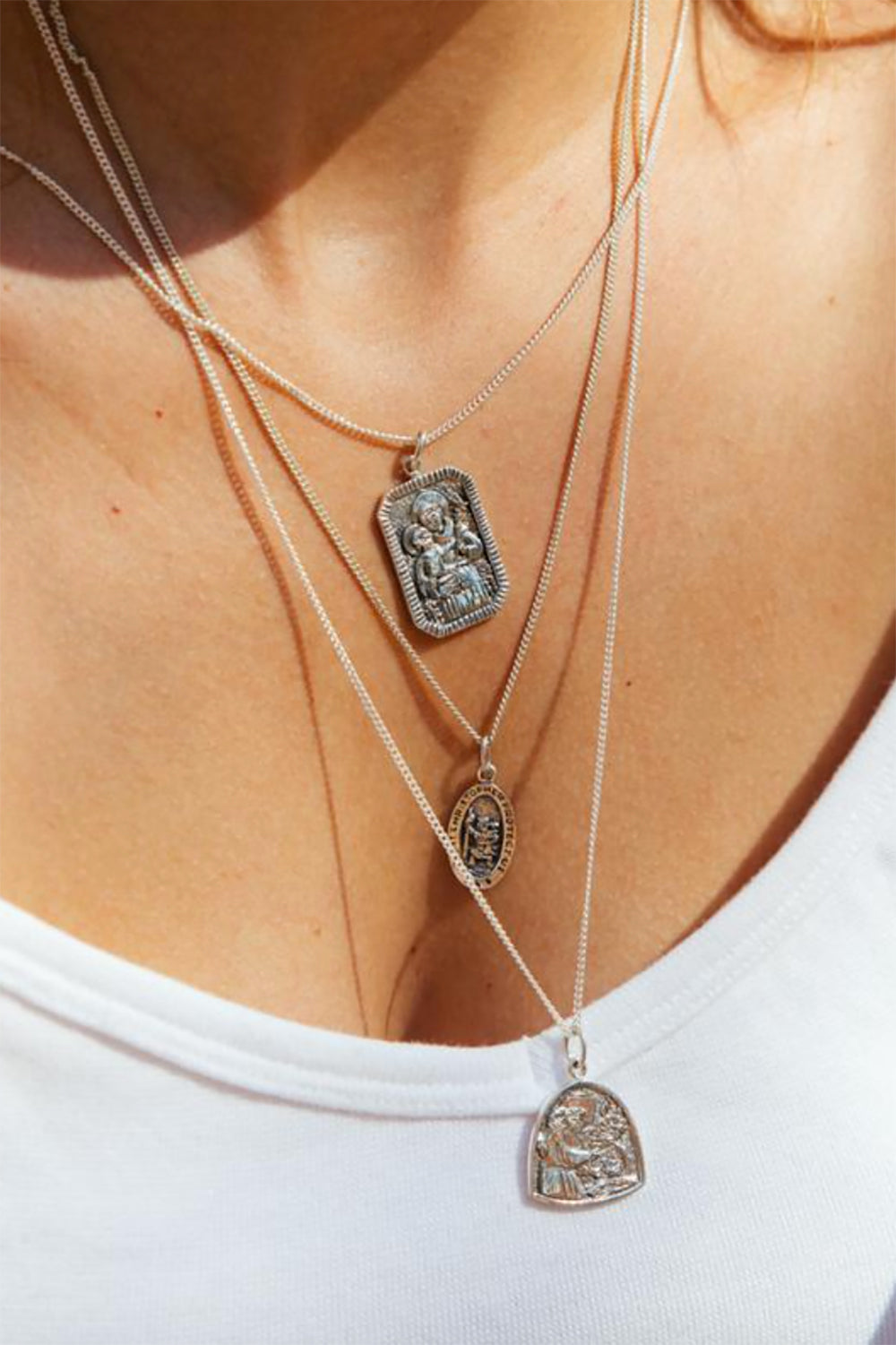 La Luna Rose St Christopher Patron Saint of Travel Pendant Necklace in Silver- Last One
