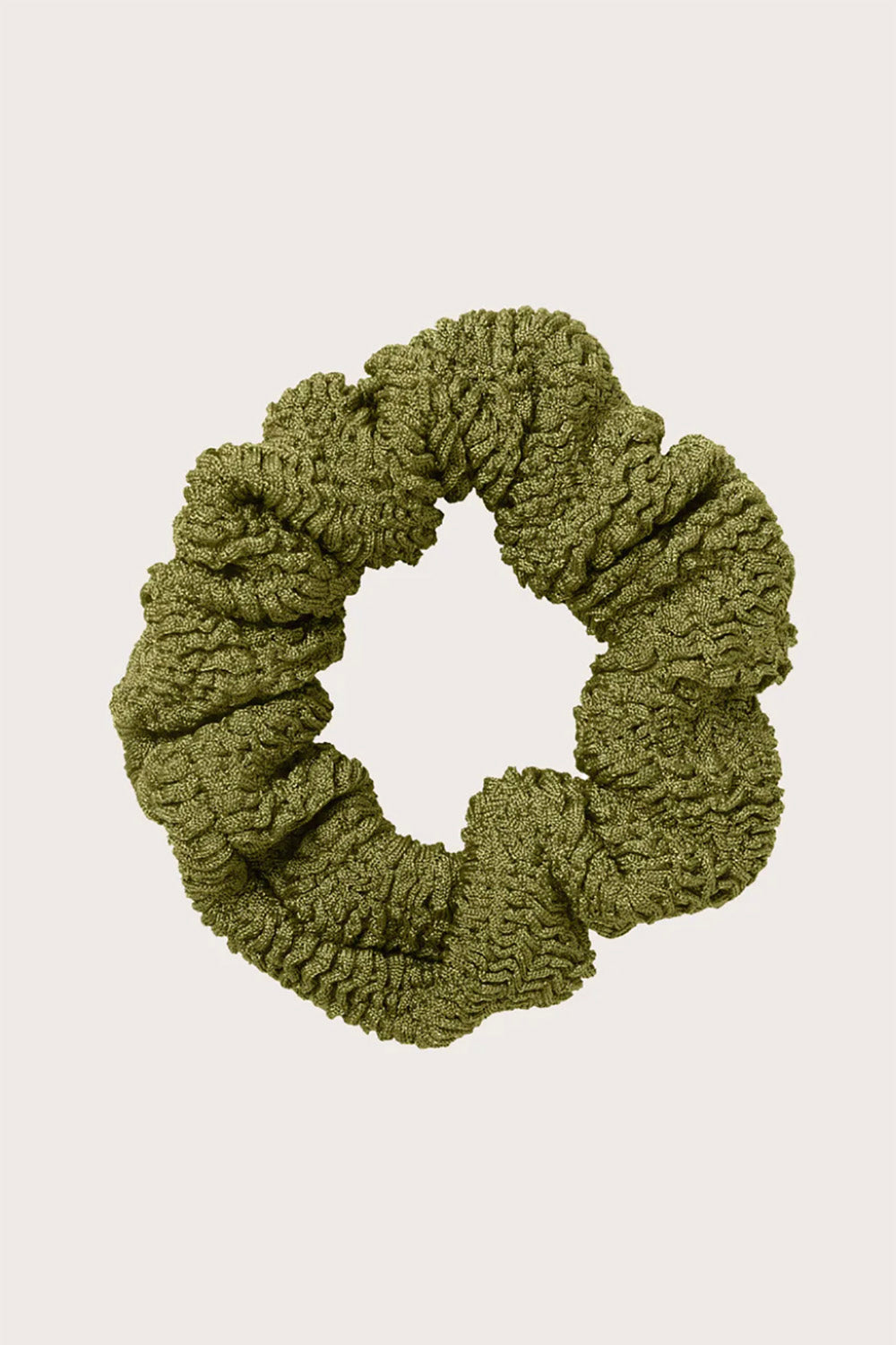 Hunza G Hair Scrunchie in Metallic Moss