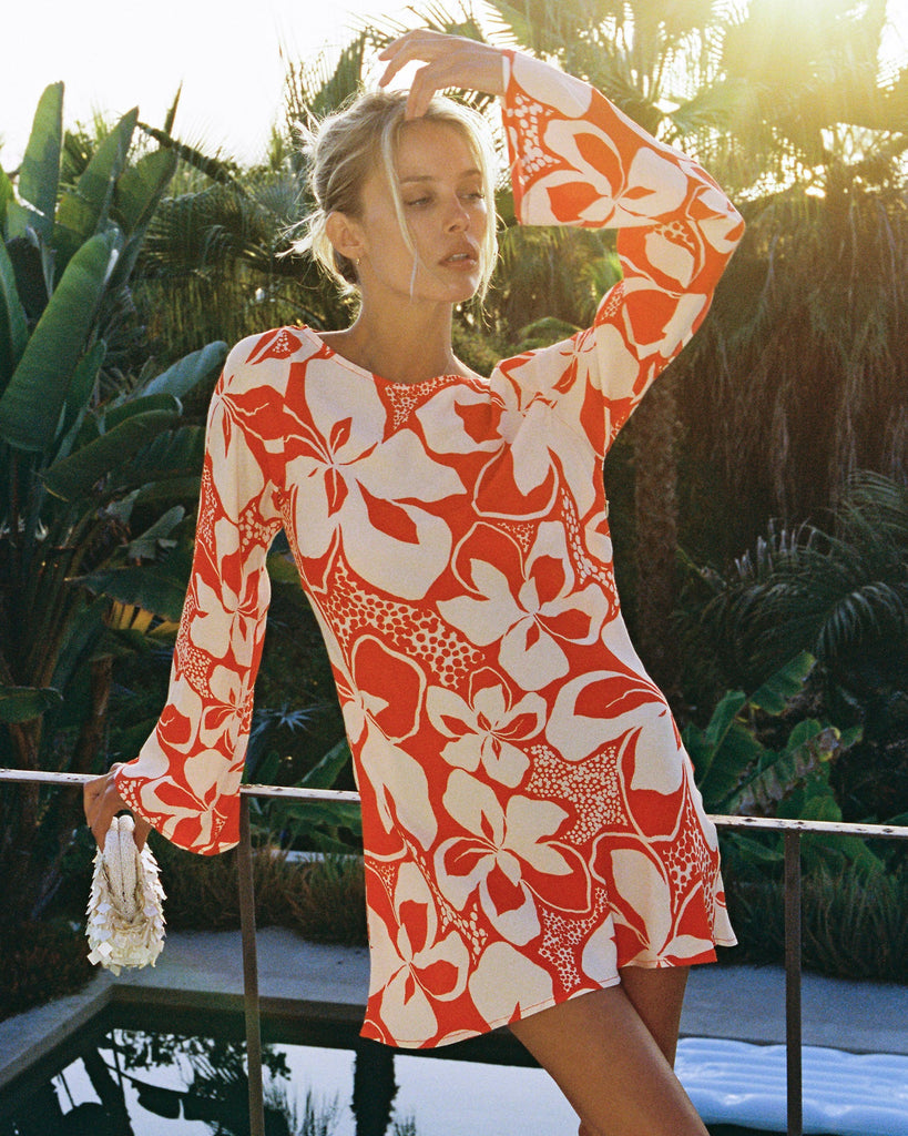 Hibiscus Bloom | Badge:New Arrival_#B2AC88_#ffffff' red and white floral mini dress