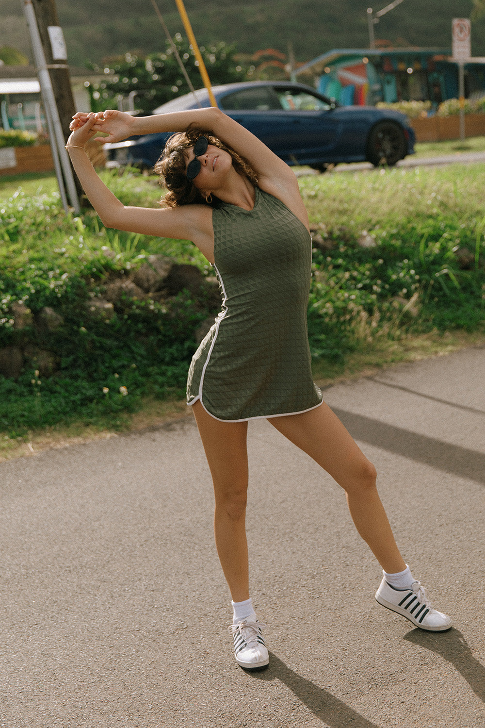 ACACIA Alma Piped Tennis Dress in Loden- Last One