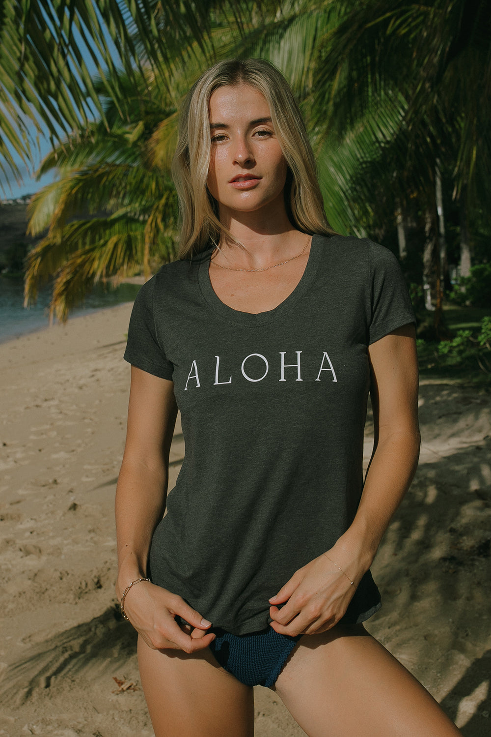 O+E Scoop Tee in Cloud Gray