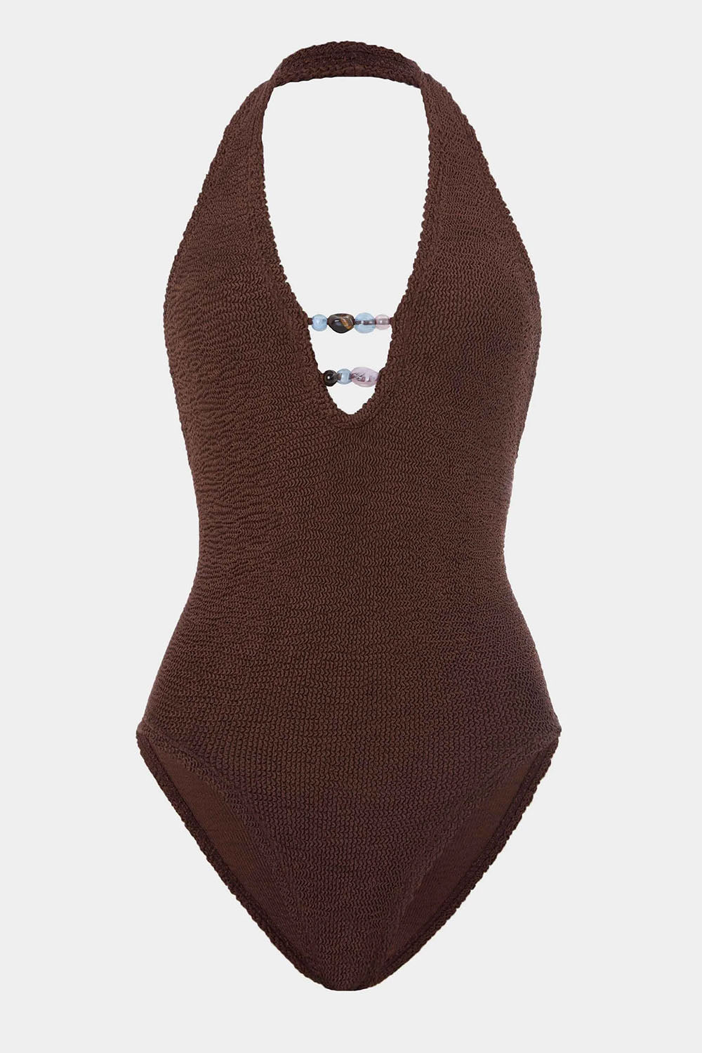 Hunza G Adriana One Piece in Metallic Chocolate