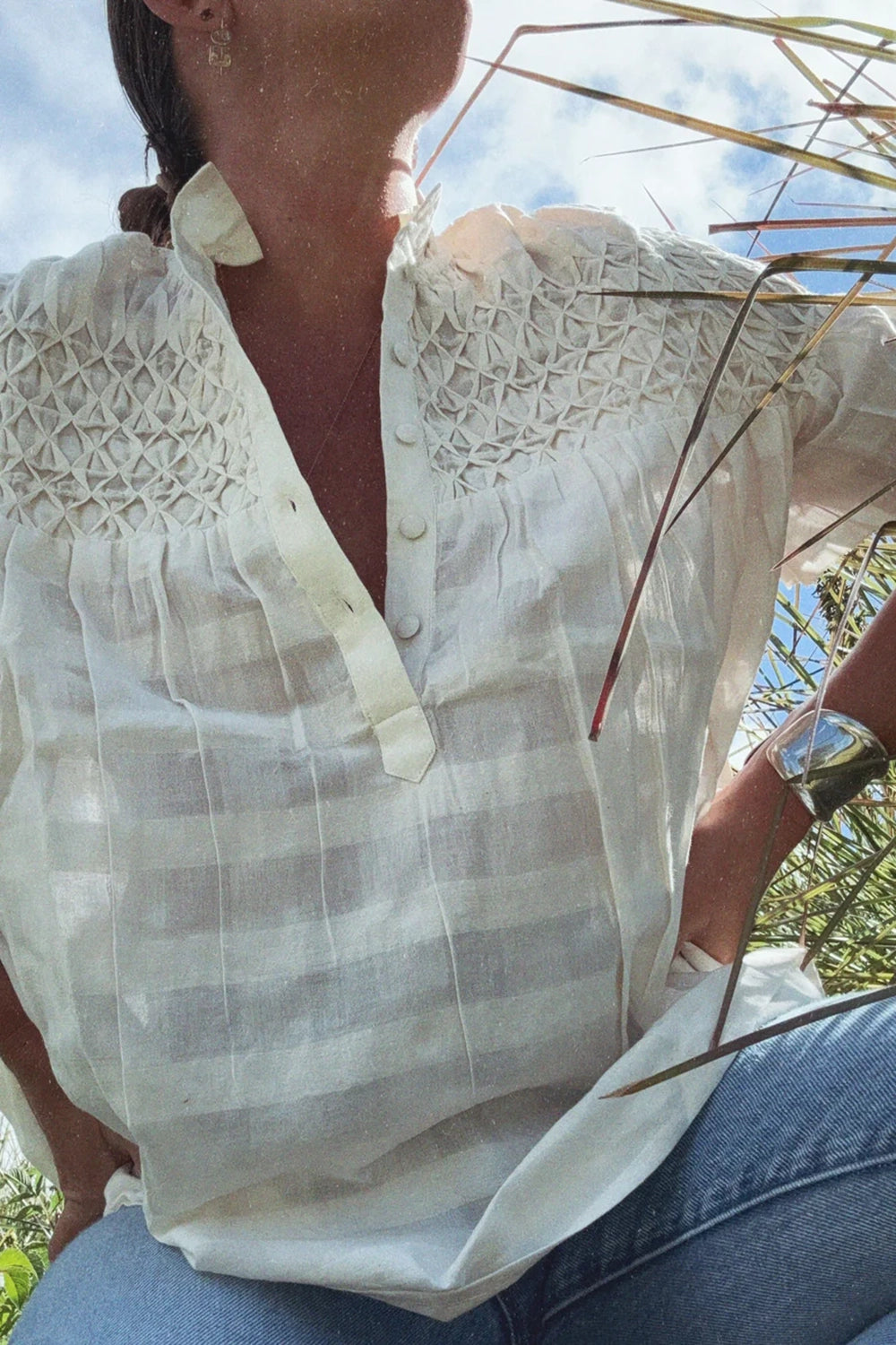 Olympia Etal Nora Top in Natural Check