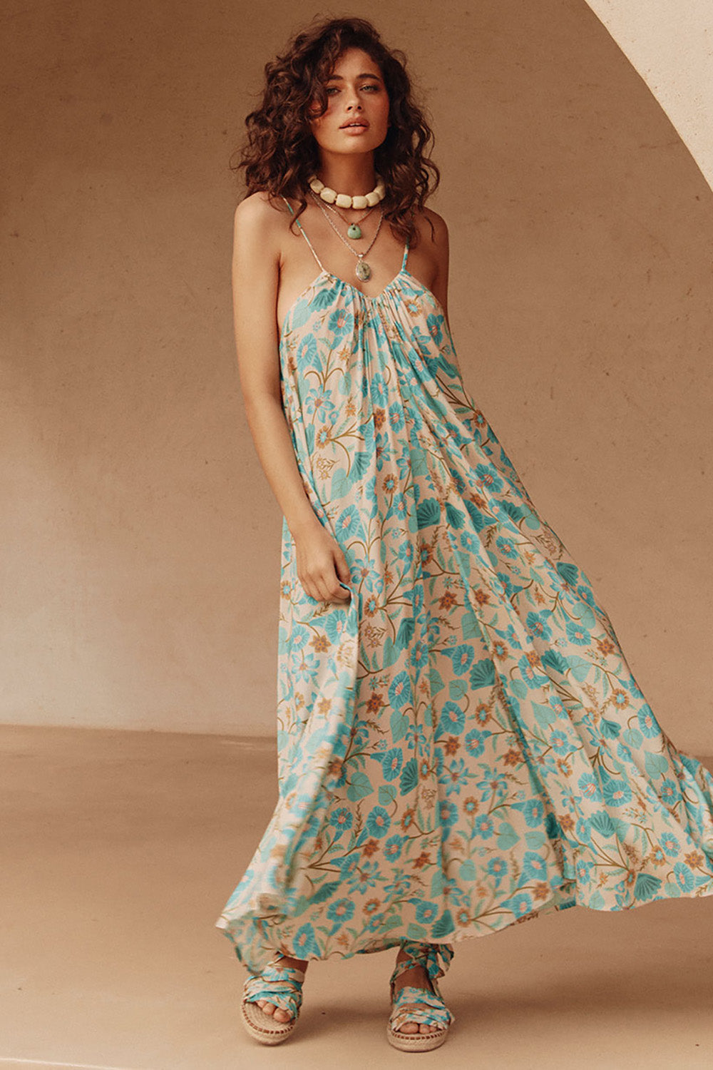 SPELL Goldie Strappy Maxi Dress in Lagoon- Last One Society Bikini Hawaii SPELL Goldie Strappy Maxi Dress in Lagoon- Last One Society Bikini Hawaii