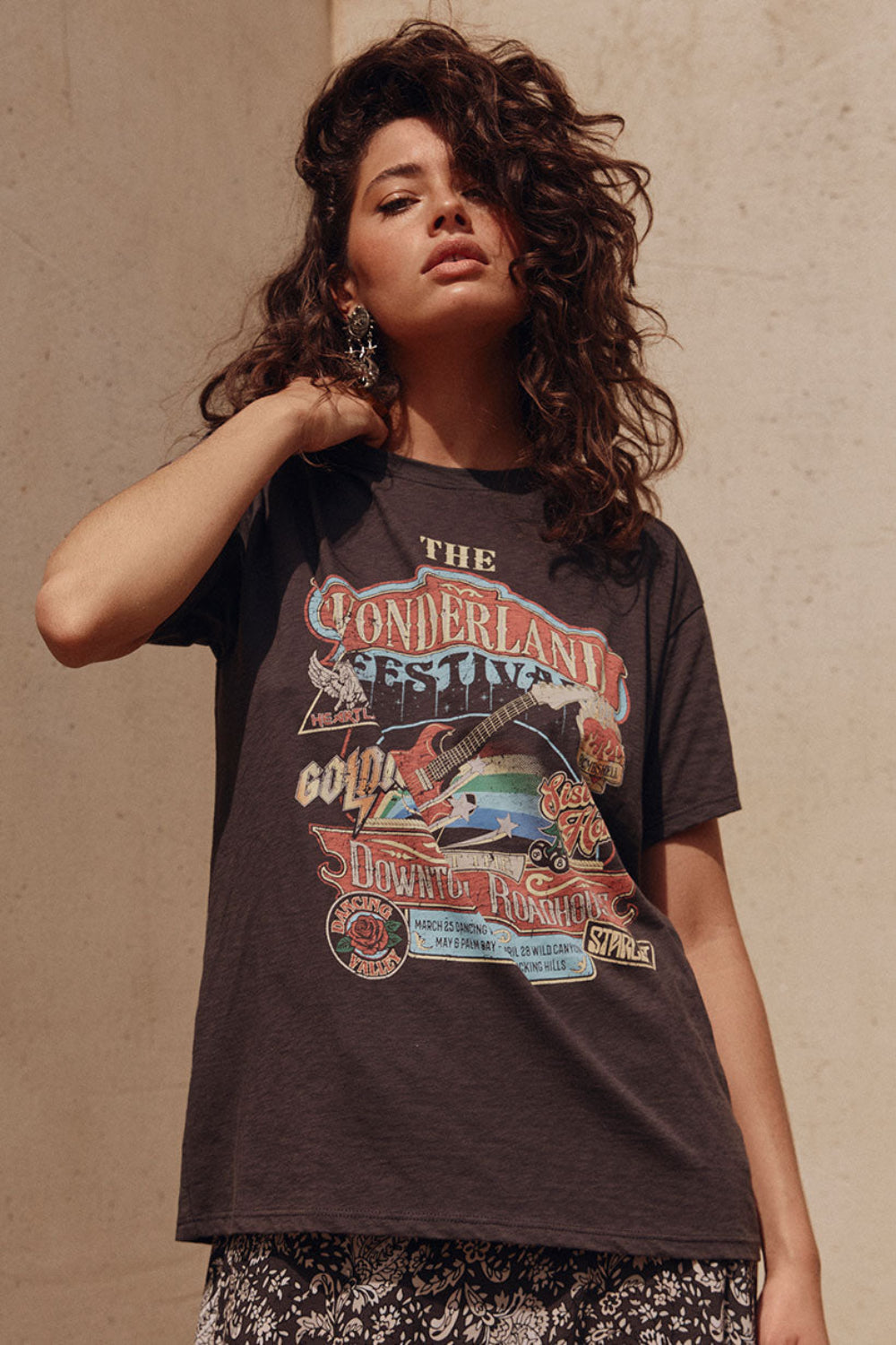 SPELL Wonderland Biker Tee in Charcoal- Last One