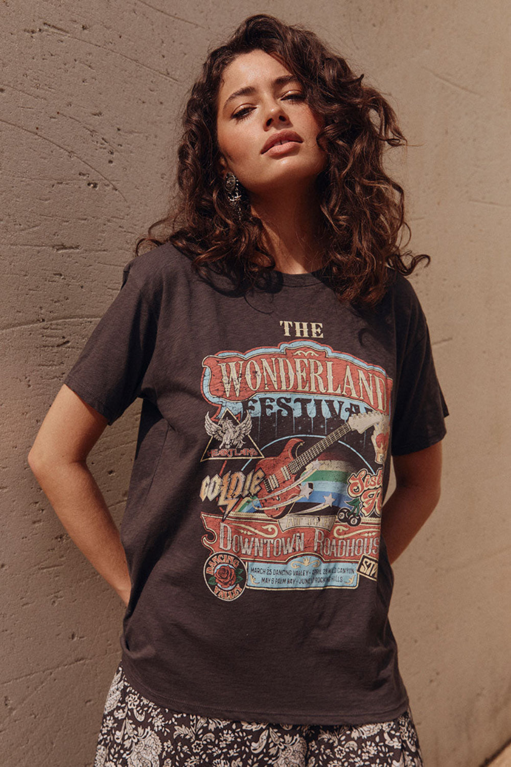 SPELL Wonderland Biker Tee in Charcoal- Last One