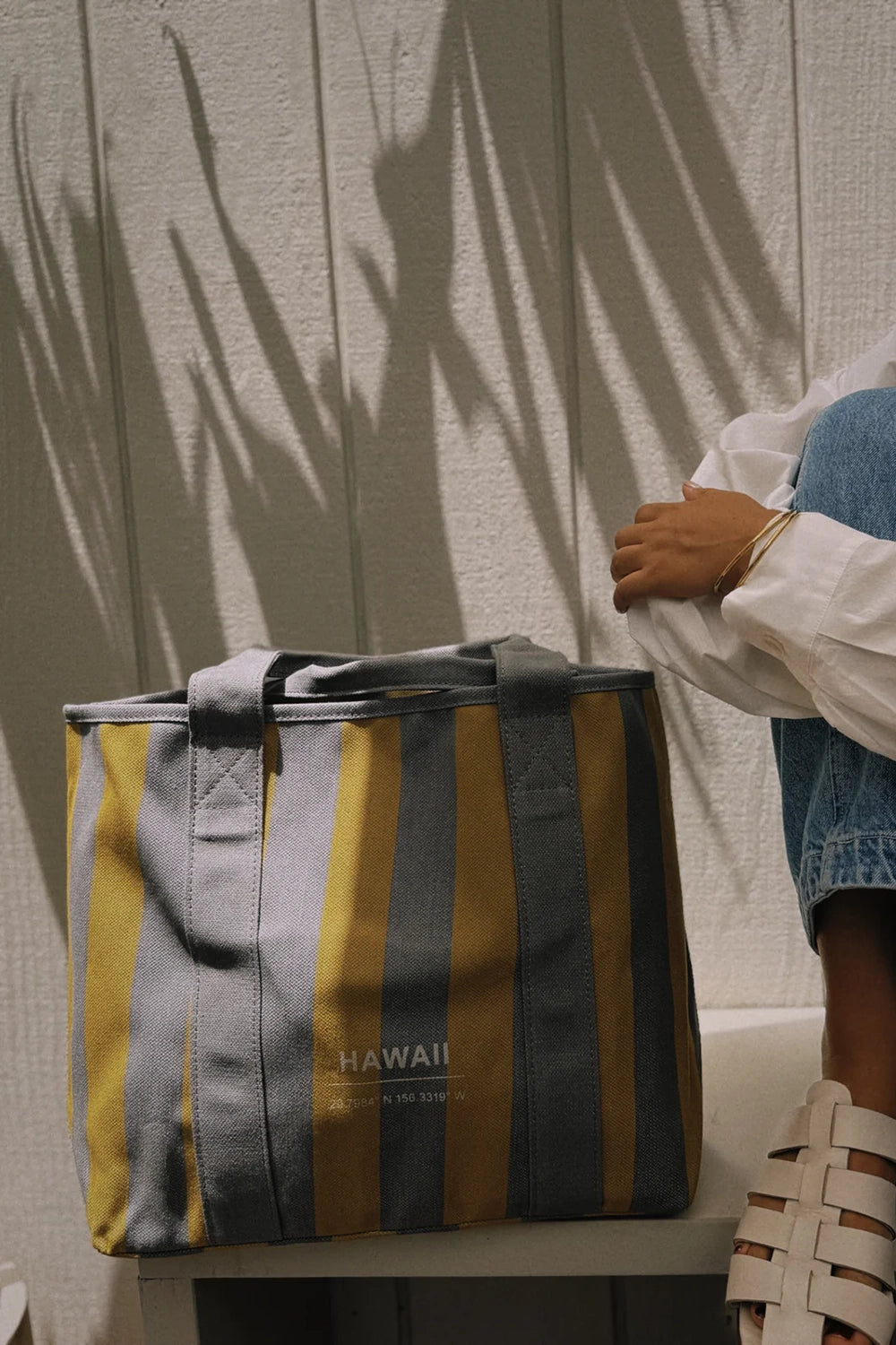 CLHEI Beach Bag in Mustard/Grey