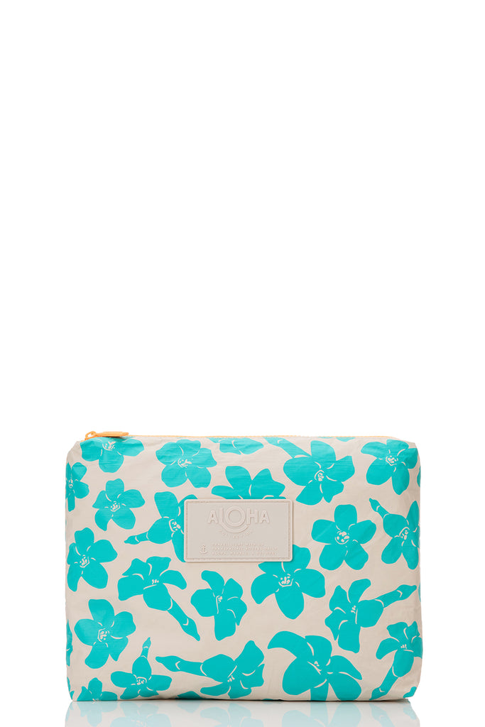 ALOHA Collection Mid Puakenikeni Buds Pouch in Blue Lagoon