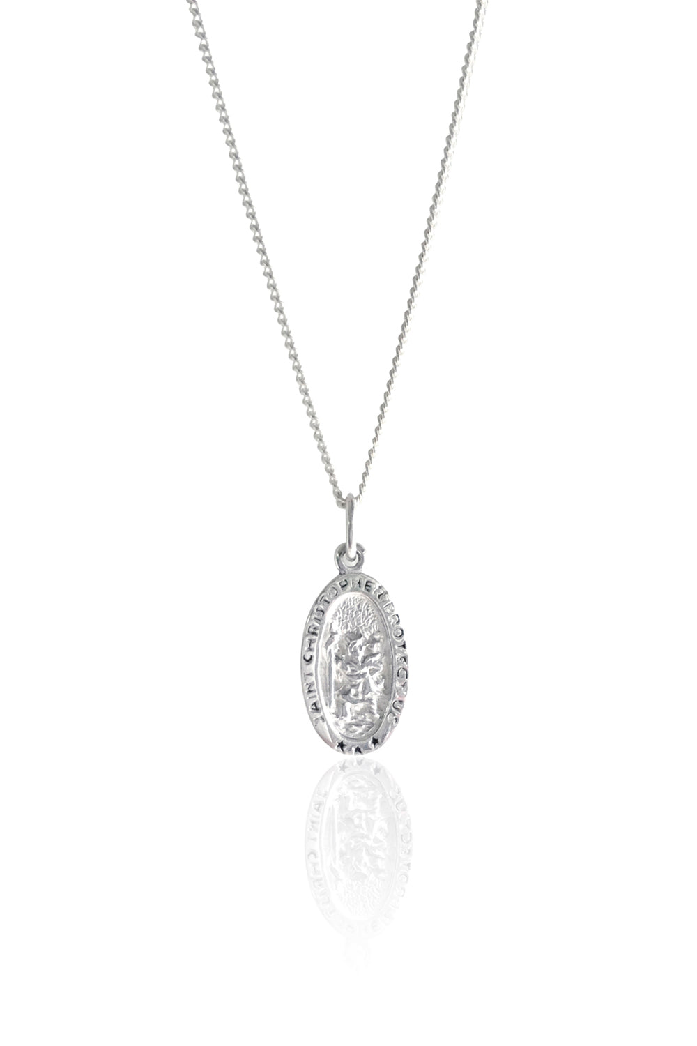 La Luna Rose St Christopher Patron Saint of Travel Pendant Necklace in Silver- Last One