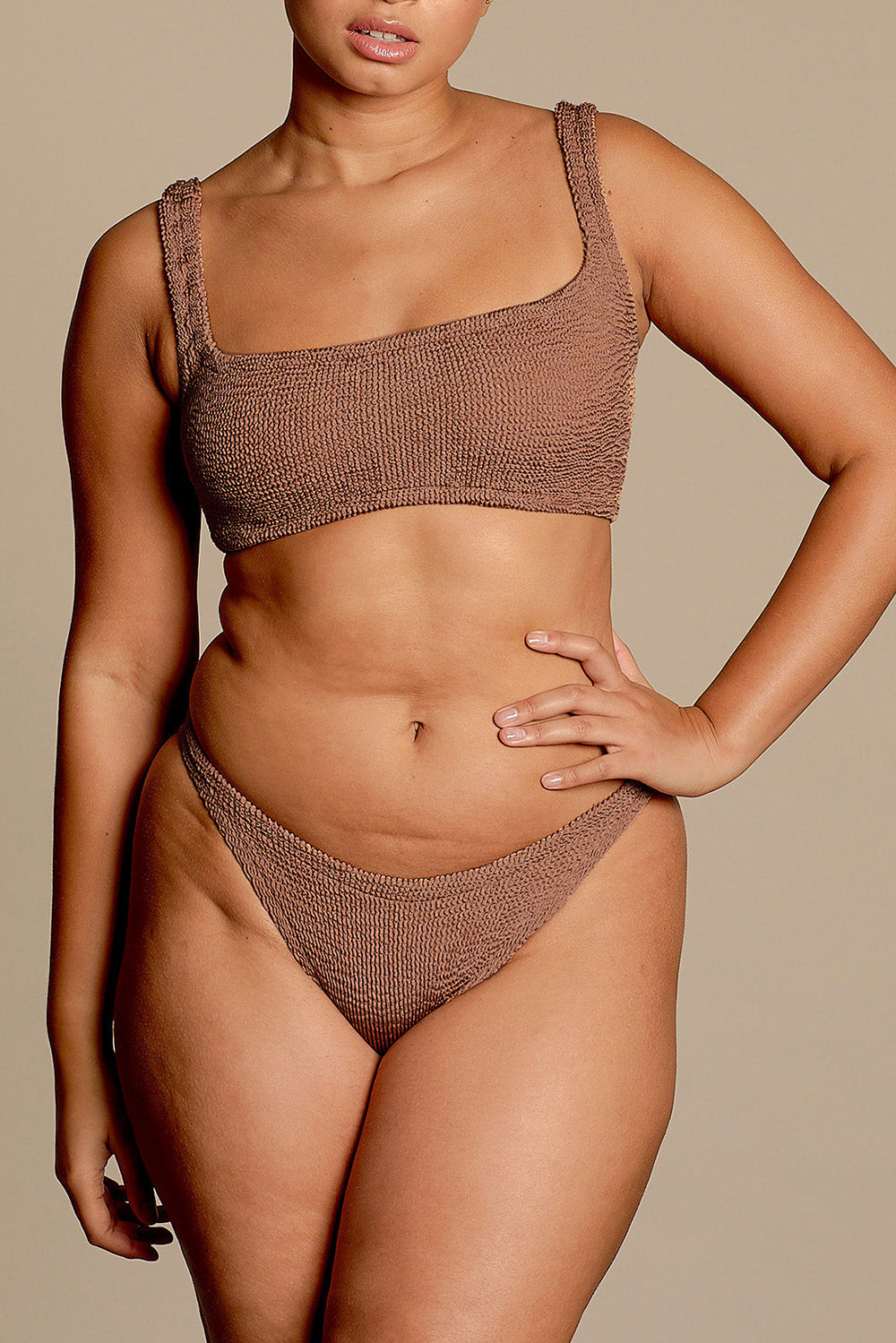 Hunza G Xandra Bikini in Metallic Cocoa